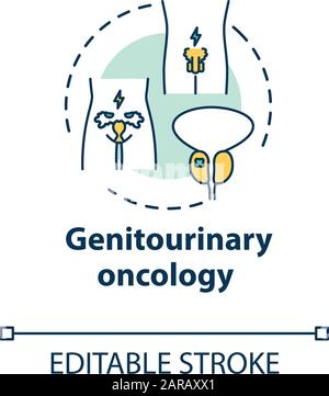Genitourinary oncology concept icon. Human reproductive system disorder. Cancer awareness. Health care idea thin line illustration. Vector isolated ou Stock Vector