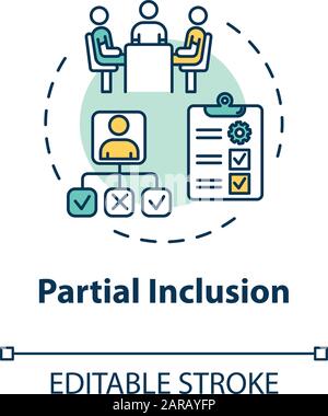 Partial inclusion concept icon. Mainstreaming teaching. Special studying program. Inclusive education idea thin line illustration. Vector isolated out Stock Vector