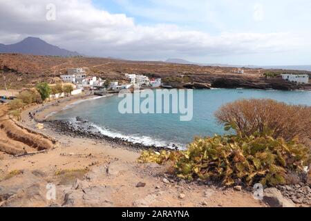 Tenerife, Canary Islands, Spain - town of El Puertito. Black sand beach of Costa Adeje coast. Stock Photo