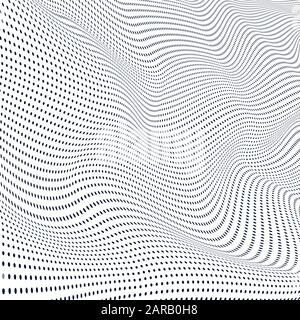 Abstract wave of particles. Surface of wave dots. Vector background Stock Vector