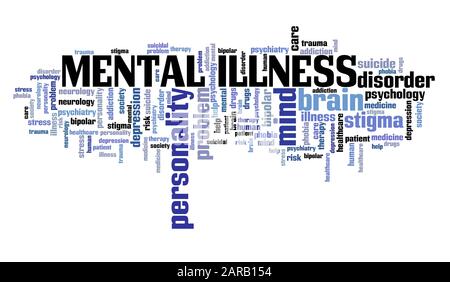 Mental illness word cloud concept Stock Photo - Alamy