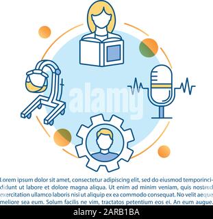 Specialized training program concept icon with text. Therapy of disabled. Individual distance learning. PPT page vector template. Brochure, magazine, Stock Vector