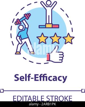 Self efficacy concept icon. Personal potential realization. Professional training. Movement to goal idea thin line illustration. Vector isolated outli Stock Vector