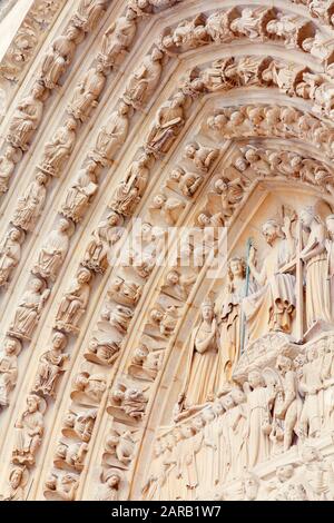 Notre Dame cathedral art in Paris, France. European landmark. Stock Photo