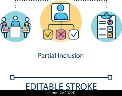 Partial inclusion concept icon. Teamwork teaching. Special studying program. Inclusive education idea thin line illustration. Vector isolated outline Stock Vector