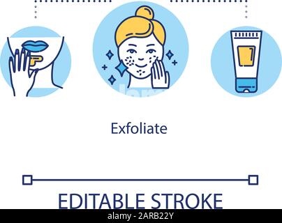 Exfoliate concept icon. Facial procedure. Moisturizing product ...