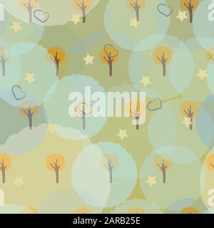 Seamless Autumn Pattern with yellow trees. Vector Illustration Stock Vector