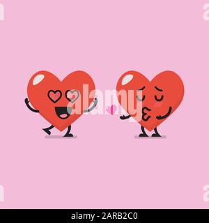 Heart characters lovers emoji. Funny cartoon emoticon Stock Vector