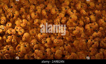 Multiple pumpkins . Design for your Halloween holiday - 3D illustration Stock Photo