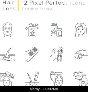 Male Hair Pixel Perfect Linear Icon Man With Alopecia Hairloss
