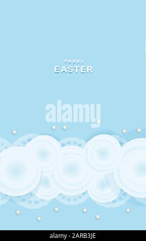 Tender easter background. Greeting card or banner. Have a good weekend. Spring holidays. Happy easter. The flowers are blue. Stock Vector