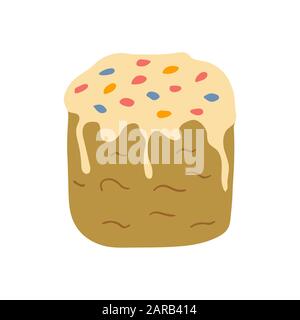 Baking for Easter. Cake. Traditional bun for the Orthodox and Catholic holidays. Happy easter. Colorful illustration Stock Vector