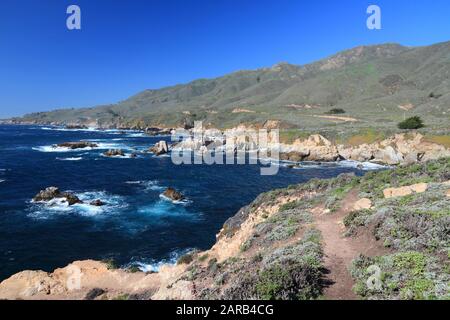 American landscape near Point Lobos - California scenic view. Pacific coast of Big Sur. Stock Photo