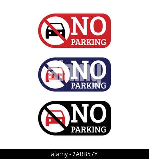 No parking sign icon in multiple color on white background, Stock Vector