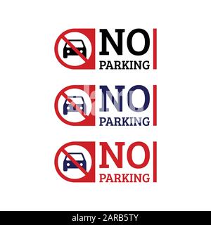 No parking sign icon in multiple color on white background, Stock Vector