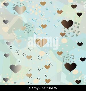 Cute Pattern with funky gold and silver elements. Festive Background. Vector Illustration Stock Vector