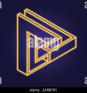 Impossible triangular figure with dots shadow. Optical illusion. Stock Vector