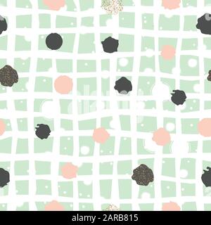 Seamless Pattern with dots of rose pink and black. Vector Illustration Stock Vector