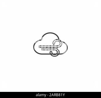 Vector pictogram cloud and wind close up Stock Vector