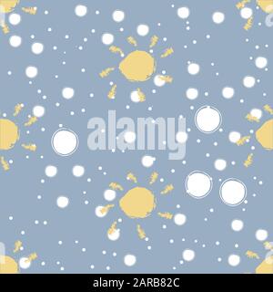 Seamless pattern with hand drawn suns on simple background. Vector Illustration Stock Vector