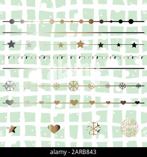 Set of golden elements for borders and cards. Golden Collection. Vector Illustration Stock Vector