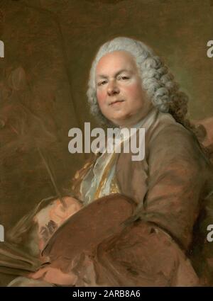 Louis Tocqué ( 1696–1772) , Portrait of Jean Marc Nattier (1685–1766)  ( Oil on canvas  0,77 x 0,59) Stock Photo