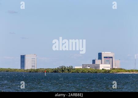 USAF United States Air Force Rocket and Space Craft Assembly Building at the John F Kennedy Space Center at Cape Canaveral, Florida Stock Photo