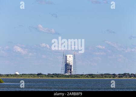 Rocket Launch Pad at Kennedy Space Center, Cape Canaveral, Florida Stock Photo