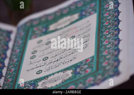 Sarajevo, Bosnia and Herzegovina, january 2020. Quran in the mosque - open for prayers Stock Photo