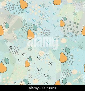 Seamless Pattern with Cute Pears.  Scandinavian Style. Stock Vector