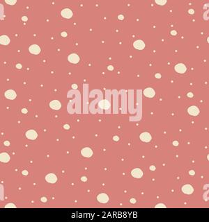 Seamless Pattern with big bubbles and dots on pink background. Vector Illustration Stock Vector