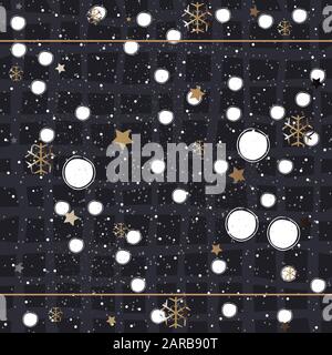 Frame on dotted background with snowflakes and stars. vector Illustration Stock Vector