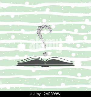 Open book icon with question marks above it. Flat Design. Vector Illustration Stock Vector