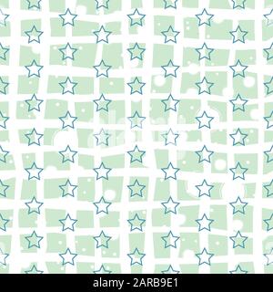 Seamless Pattern with Stars on pink background. Vector Illustration Stock Vector