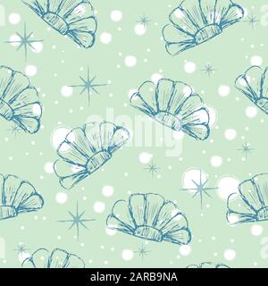 Seamless Pattern with hand drawn seashells. Delicate Design. Vector Illustration Stock Vector