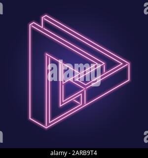 Impossible triangular figure with dots shadow. Optical illusion. Stock Vector