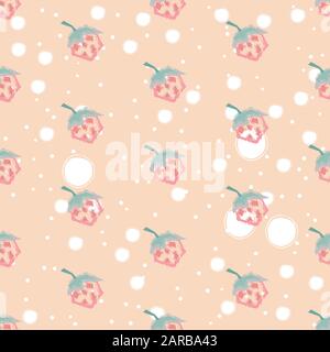 Seamless pattern with hand drawn strawberries on white background. Repeating pattern. vector Illustration Stock Vector