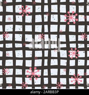 Hand Drawn Floral Seamless Pattern on striped background. Vector Illustration Stock Vector