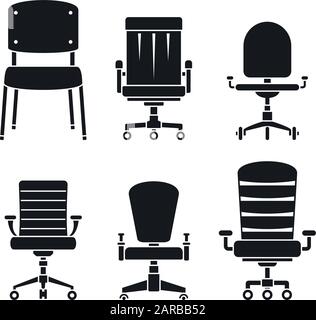 Office desk chair icons set. Simple set of office desk chair vector icons for web design on white background Stock Vector