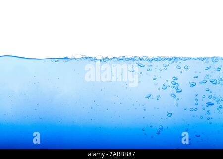 Level water and air bubbles over white background Stock Photo