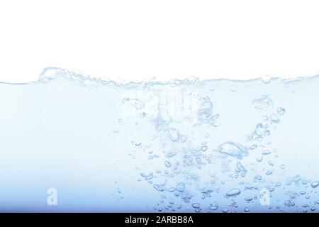 Level water and air bubbles over white background Stock Photo
