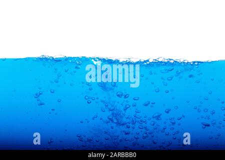 Level water and air bubbles over white background Stock Photo