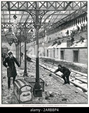 Railway strike in Scotland 1891 Stock Photo