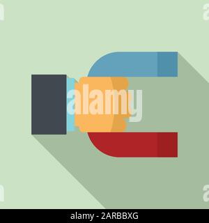 Magnet in hand icon. Flat illustration of magnet in hand vector icon for web design Stock Vector
