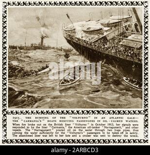Burning of the SS 'Volturno' in the North Atlantic Stock Photo