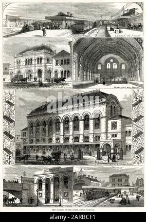 New stations on the North London railway 1870 Stock Photo