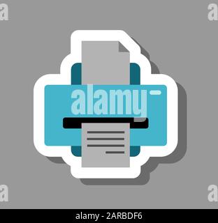 Fax icon that symbolizes fax contact number. All the objects, shadows and background are in different layers. Stock Vector