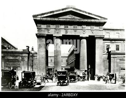The Euston Arch an original entrance to the Euston railway station, designed by Philip Hardwick in late 1830s, London Stock Photo
