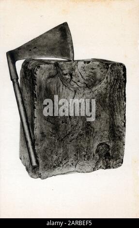 Execution axe with a block Stock Photo - Alamy