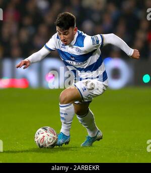Queens Park Rangers' Ilias Chair in action during the FA Cup fourth round match at Loftus Road, London. Stock Photo